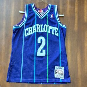 Charlotte Hornets PURPLE Basketball Jersey #2 Larry Johnson